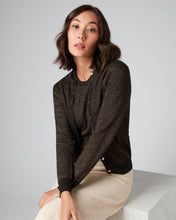 Load image into Gallery viewer, N.Peal Women&#39;s Round Neck Cashmere Cardigan With Lurex Copper Brown Sparkle
