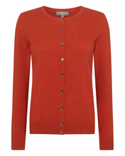 Load image into Gallery viewer, N.Peal Women&#39;s Round Neck Cashmere Cardigan Dark Amber Orange
