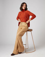 Load image into Gallery viewer, N.Peal Women&#39;s Round Neck Cashmere Cardigan Dark Amber Orange
