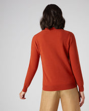 Load image into Gallery viewer, N.Peal Women&#39;s Round Neck Cashmere Cardigan Dark Amber Orange
