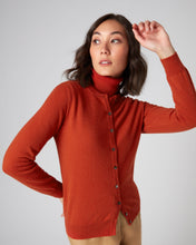 Load image into Gallery viewer, N.Peal Women&#39;s Round Neck Cashmere Cardigan Dark Amber Orange
