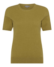 Load image into Gallery viewer, N.Peal Women&#39;s Round Neck Cashmere T Shirt Chartreuse Green
