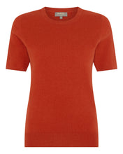 Load image into Gallery viewer, N.Peal Women&#39;s Round Neck Cashmere T Shirt Dark Amber Orange
