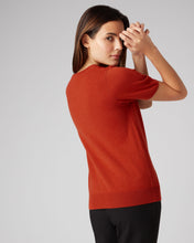 Load image into Gallery viewer, N.Peal Women&#39;s Round Neck Cashmere T Shirt Dark Amber Orange
