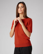 Load image into Gallery viewer, N.Peal Women&#39;s Round Neck Cashmere T Shirt Dark Amber Orange
