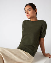 Load image into Gallery viewer, N.Peal Women&#39;s Round Neck Cashmere T Shirt Moss Green
