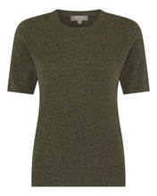 Load image into Gallery viewer, N.Peal Women&#39;s Round Neck Cashmere T Shirt Moss Green
