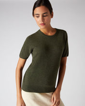 Load image into Gallery viewer, N.Peal Women&#39;s Round Neck Cashmere T Shirt Moss Green
