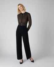 Load image into Gallery viewer, N.Peal Women&#39;s Long Sleeve Cropped Cashmere Cardigan With Lurex Copper Brown Sparkle
