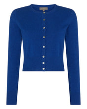 Load image into Gallery viewer, N.Peal Women&#39;s Long Sleeve Cropped Cashmere Cardigan Cobalt Blue
