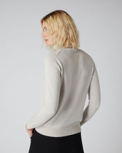 Load image into Gallery viewer, N.Peal Women&#39;s Polo Neck Cashmere Jumper With Lurex Ecru White Sparkle
