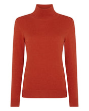 Load image into Gallery viewer, N.Peal Women&#39;s Polo Neck Cashmere Jumper Dark Amber Orange
