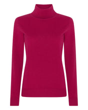 Load image into Gallery viewer, N.Peal Women&#39;s Polo Neck Cashmere Jumper Raspberry Pink
