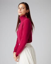 Load image into Gallery viewer, N.Peal Women&#39;s Polo Neck Cashmere Jumper Raspberry Pink
