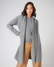 Load image into Gallery viewer, N.Peal Women&#39;s Vertical Rib Placket Cashmere Cardigan Flannel Grey
