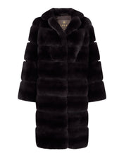 Load image into Gallery viewer, N.Peal Women's Long Rex Rabbit Coat Dark Grey

