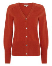 Load image into Gallery viewer, N.Peal Women&#39;s V Necked Cashmere Cardigan Dark Amber Orange
