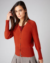 Load image into Gallery viewer, N.Peal Women&#39;s V Necked Cashmere Cardigan Dark Amber Orange
