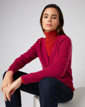 Load image into Gallery viewer, N.Peal Women&#39;s V Necked Cashmere Cardigan Raspberry Pink
