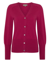 Load image into Gallery viewer, N.Peal Women&#39;s V Necked Cashmere Cardigan Raspberry Pink
