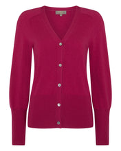 Load image into Gallery viewer, N.Peal Women&#39;s V Necked Cashmere Cardigan Raspberry Pink
