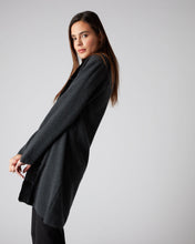 Load image into Gallery viewer, N.Peal Women&#39;s Shearling Placket Cardigan Dark Charcoal Grey
