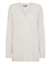 Load image into Gallery viewer, N.Peal Women&#39;s Oversized V Neck Cashmere Jumper With Lurex Ecru White Sparkle
