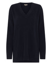 Load image into Gallery viewer, N.Peal Women&#39;s Oversized V Neck Cashmere Jumper Navy Blue
