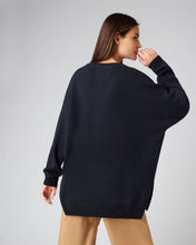 Load image into Gallery viewer, N.Peal Women&#39;s Oversized V Neck Cashmere Jumper Navy Blue
