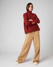 Load image into Gallery viewer, N.Peal Women&#39;s Fisherman Rib Funnel Cashmere Jumper Copper Orange
