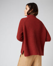 Load image into Gallery viewer, N.Peal Women&#39;s Fisherman Rib Funnel Cashmere Jumper Copper Orange

