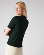 Load image into Gallery viewer, N.Peal Women&#39;s Superfine Round Neck Cashmere T Shirt Midnight Green
