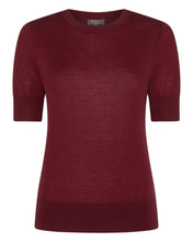 Load image into Gallery viewer, N.Peal Women&#39;s Superfine Round Neck Cashmere T Shirt Red Velvet
