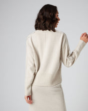 Load image into Gallery viewer, N.Peal Women&#39;s Mollie Metal Roll Neck Cashmere Jumper With Lurex Ecru White Sparkle
