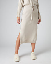 Load image into Gallery viewer, N.Peal Women&#39;s Metal Trim Cashmere Skirt With Lurex Ecru White Sparkle
