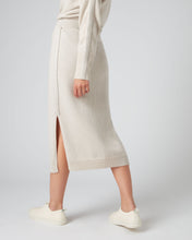 Load image into Gallery viewer, N.Peal Women&#39;s Metal Trim Cashmere Skirt With Lurex Ecru White Sparkle
