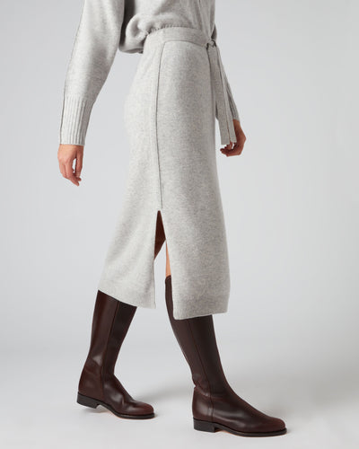 N.Peal Women's Metal Trim Cashmere Skirt Fumo Grey