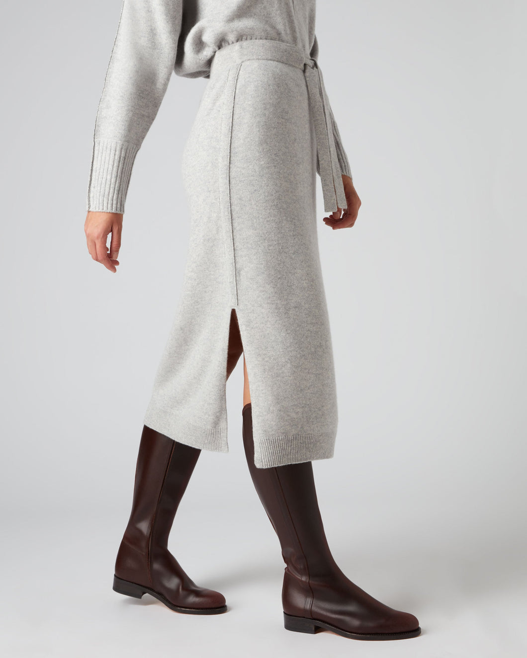 N.Peal Women's Metal Trim Cashmere Skirt Fumo Grey