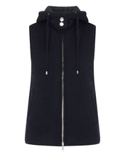 Load image into Gallery viewer, N.Peal Women&#39;s Cashmere Gilet with Detachable Hood Navy Blue
