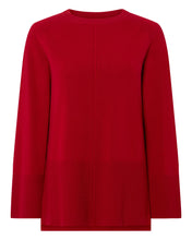 Load image into Gallery viewer, N.Peal Women&#39;s Exposed Seam Cashmere Tunic Ruby Red
