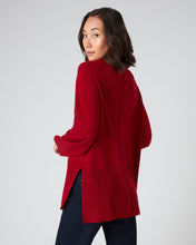 Load image into Gallery viewer, N.Peal Women&#39;s Exposed Seam Cashmere Tunic Ruby Red
