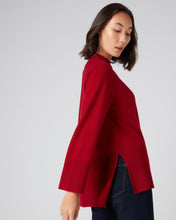 Load image into Gallery viewer, N.Peal Women&#39;s Exposed Seam Cashmere Tunic Ruby Red
