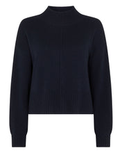 Load image into Gallery viewer, N.Peal Women&#39;s Mock Neck Cashmere Jumper Navy Blue
