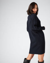 Load image into Gallery viewer, N.Peal Women&#39;s Mock Neck Cashmere Jumper Dress Navy Blue
