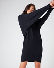 Load image into Gallery viewer, N.Peal Women&#39;s Mock Neck Cashmere Jumper Dress Navy Blue
