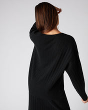 Load image into Gallery viewer, N.Peal Women&#39;s Wide Rib V Neck Cashmere Jumper Black
