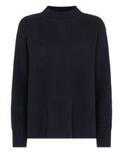 Load image into Gallery viewer, N.Peal Women&#39;s Relaxed Rib Cashmere Jumper Navy Blue
