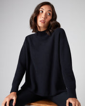 Load image into Gallery viewer, N.Peal Women&#39;s Relaxed Rib Cashmere Jumper Navy Blue
