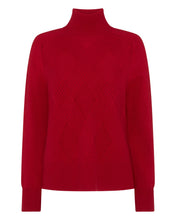 Load image into Gallery viewer, N.Peal Women&#39;s Rib Detail Roll Neck Cashmere Jumper Ruby Red
