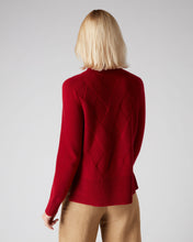 Load image into Gallery viewer, N.Peal Women&#39;s Rib Detail Roll Neck Cashmere Jumper Ruby Red
